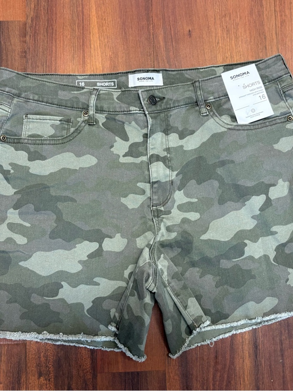 Sonoma Olive Green Camo Denim Shorts